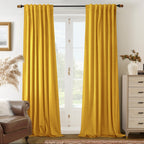 Velvet Blackout Curtains 2 Panels Luxury Thermal Insulated – Room Darkening Drapes Back Tab & Rod Pocket for Bedroom Living Room, 7 Colors 6 Sizes 84-120 Inch