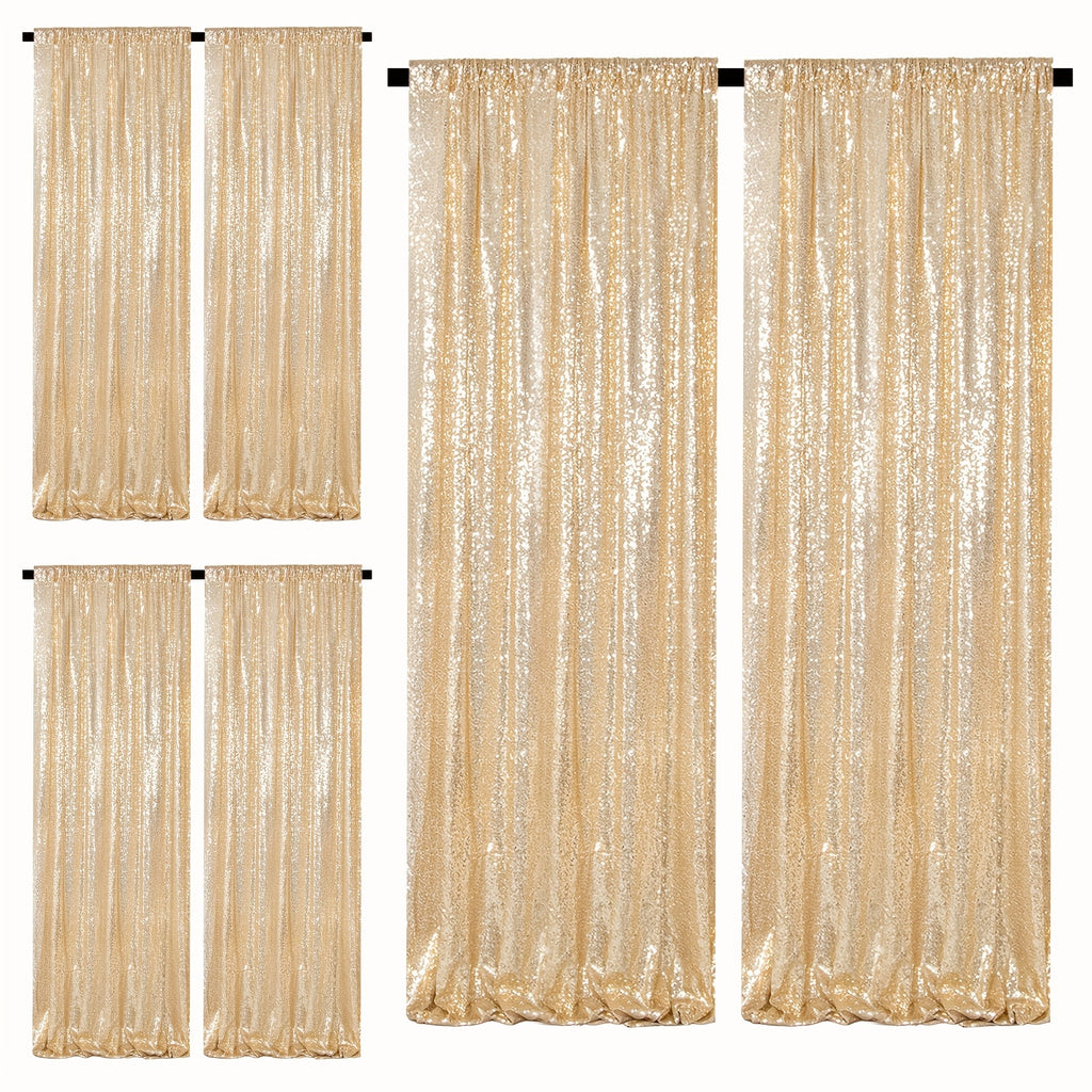 Sequin Backdrop Curtains – Glitter Party & Wedding Background Panels, 2ft×8ft per Panel, 4/6/8 Panel Sets, 29 Colors for Birthday, Stage, Bridal & Event Decor