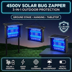 Solar Bug Zapper Outdoor Wireless Portable Mosquito Zapper with Solar Panel Sensor USB Charging Fly Trap Insect Killer for Home Backyard Porch Garden Camping