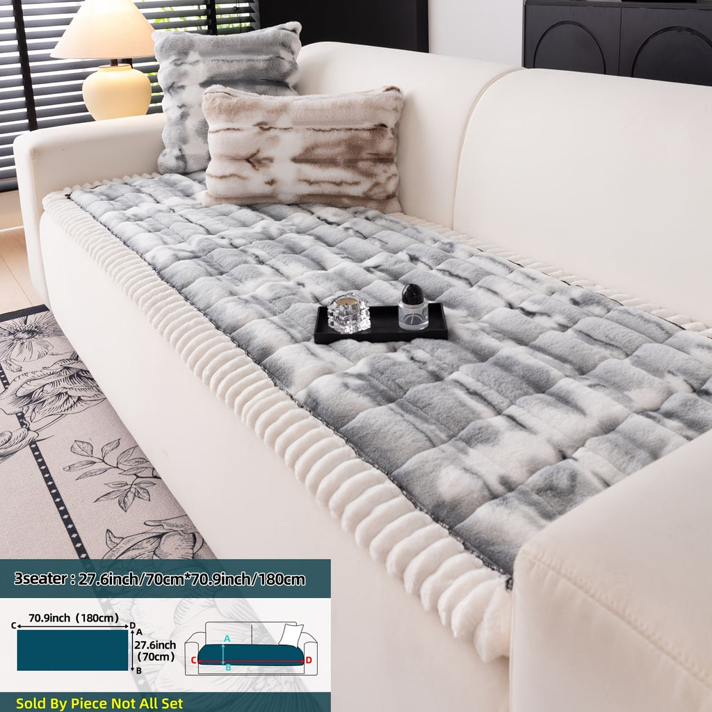 Plush Sofa Cover Super Soft Thickened Warm Anti-Slip Couch Cushion Mat – Furry Velvet Sofa Protector for Living Room Bedroom, Easy Care Durable Home Decor Furniture Cover