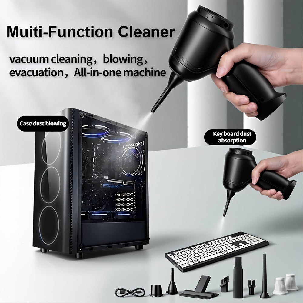 3-in-1 Wireless Handheld Vacuum Cleaner – High-Power Cordless Suction, Air Extraction & Blowing, 5KPa, Pet Hair & Dust, Extended Battery, Car & Home Cleaning, Green Gray Black