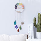 Crystal Dream Catcher Wind Chime Wall Art Handmade Rainbow Beads Tree Motif Boho Wall Hanging for Living Room Bedroom Wedding Christmas Gift