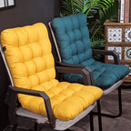 Chair Cushion Set 2pcs Thick Polyester with Straps – Full Back Support Seat Pad for Leisure Chairs, Garden Furniture & Indoor Outdoor Seating, Machine Washable, Multiple Colors