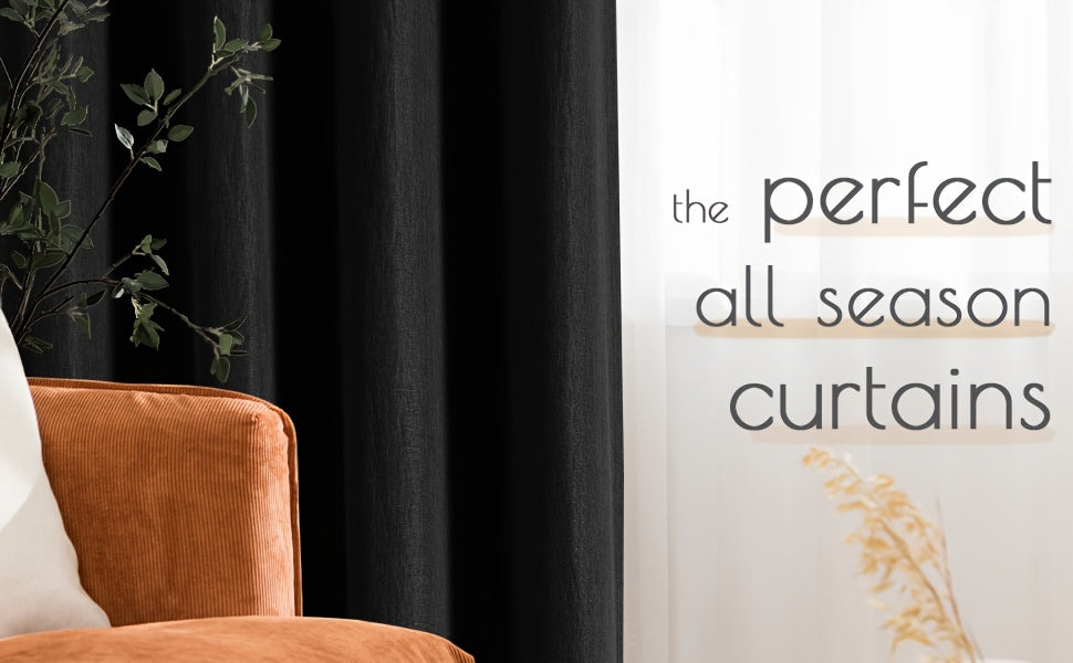 Blackout Curtains 4 Panel Set Grommet Textured for Bedroom & Living Room – 100% Room Darkening Thermal Insulated Luxury Drapes, 11 Colors & 5 Lengths
