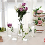 Glass Cylinder Vases Bulk Set 15/18/24/48pcs - 3 Sizes (4"/8"/12") Clear Candle Holders, Tall Flower Vases for Wedding Centerpieces, Party & Halloween Decorations, Home Decor