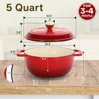 Dutch Oven 5QT 6QT 7.5QT Enameled Cast Iron Cookware with Lid Silicone Handles Oven Safe 500°F Bread Baking Stews Roasts Multiple Colors