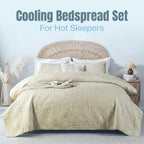 Quilted Bedspread Set Lightweight Cooling Coverlet with Pillow Shams Twin Queen King Soft Breathable Summer Bedding Set Machine Washable
