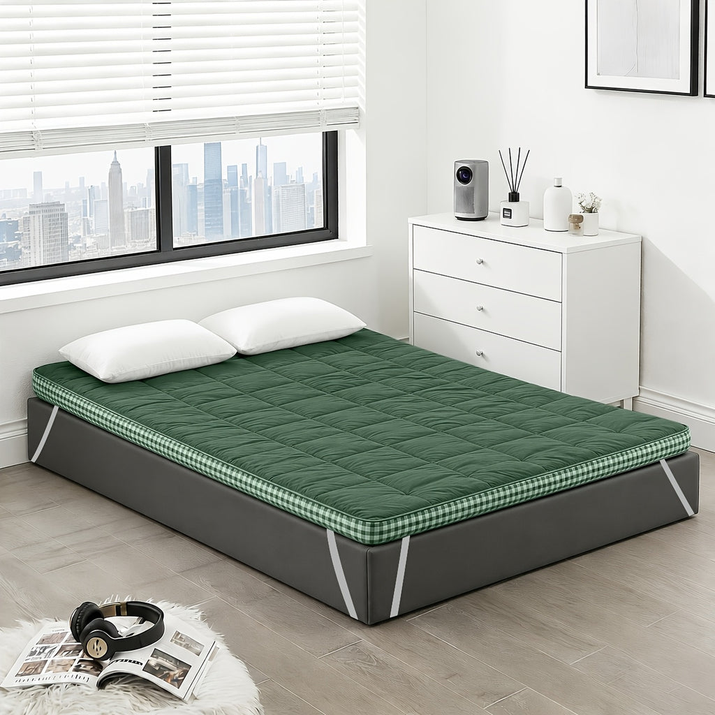 Roll-Up Thin Mattress Topper – Super Soft Foldable Mattress Pad for Twin Full Queen King, Guest Room Dorm Camp Bed RV, Multiple Colors