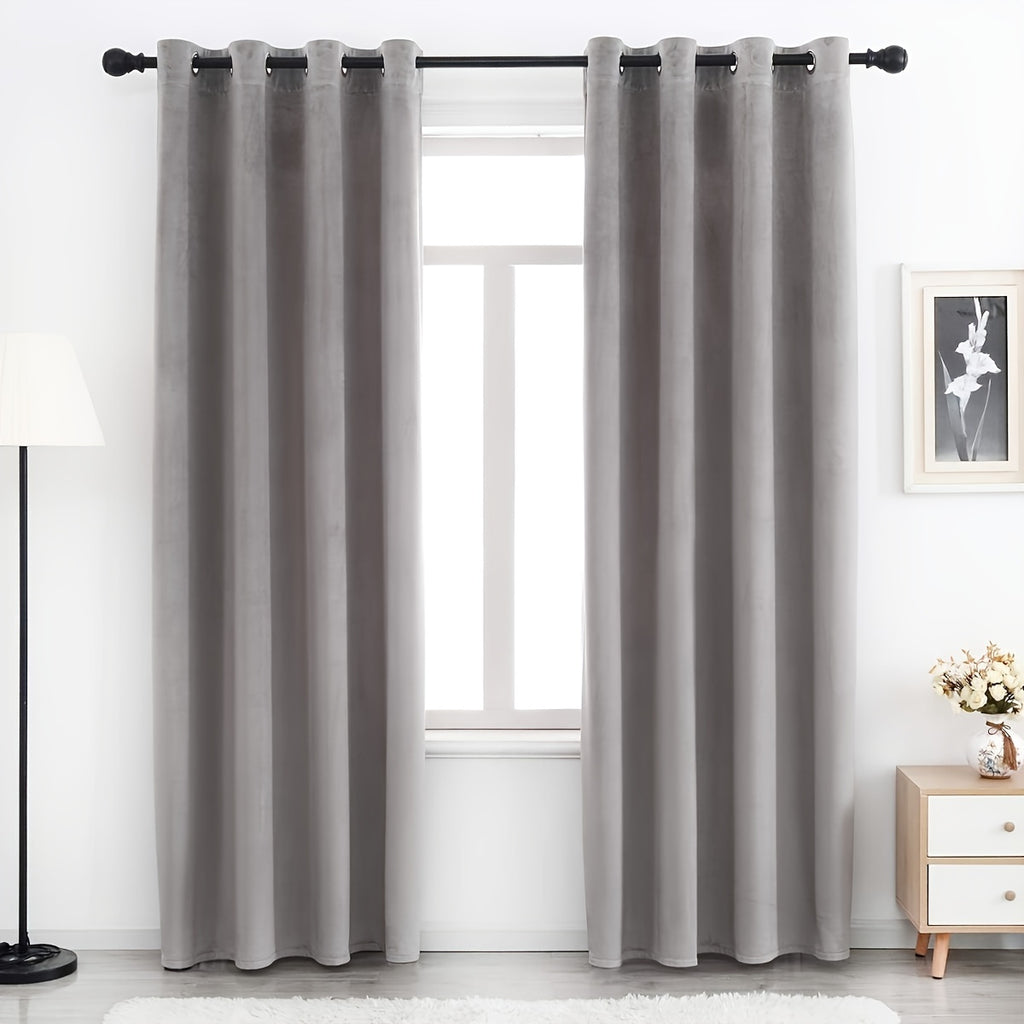 Velvet Curtains 52” Wide – Soft Grommet Thermal Insulated Light Filtering Velvet Window Panels for Bedroom | 2-Panel Set in 14 Colors & 7 Lengths