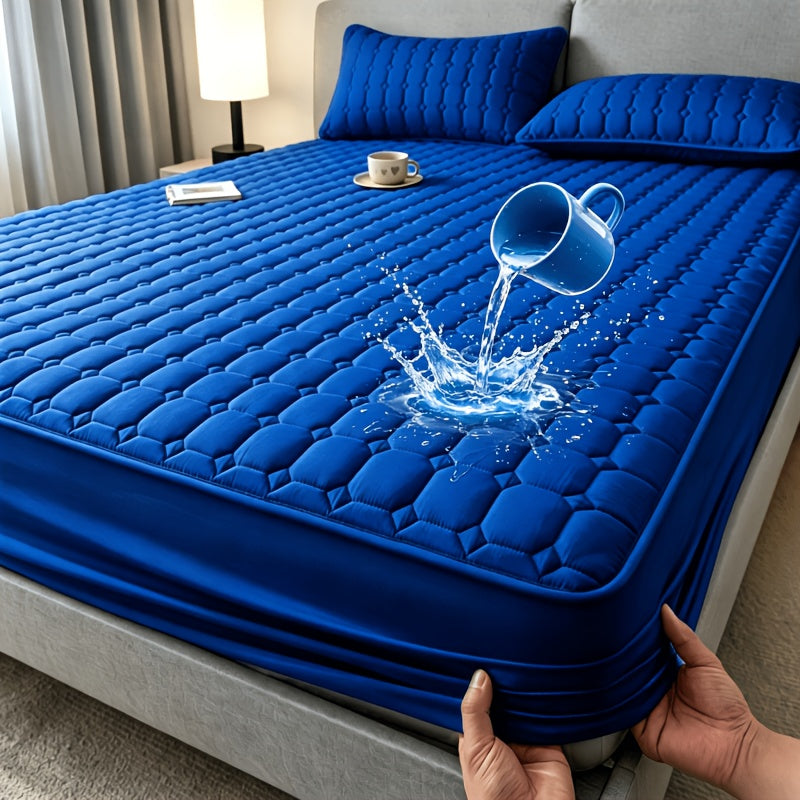 Quilted Mattress Protector Deep Pocket 15.75'' Non-Slip All Season Fitted Bed Cover – Solid Color Machine Washable Bedding Essential for Bedroom, Guest Room | Twin Full Queen King, 7 Colors