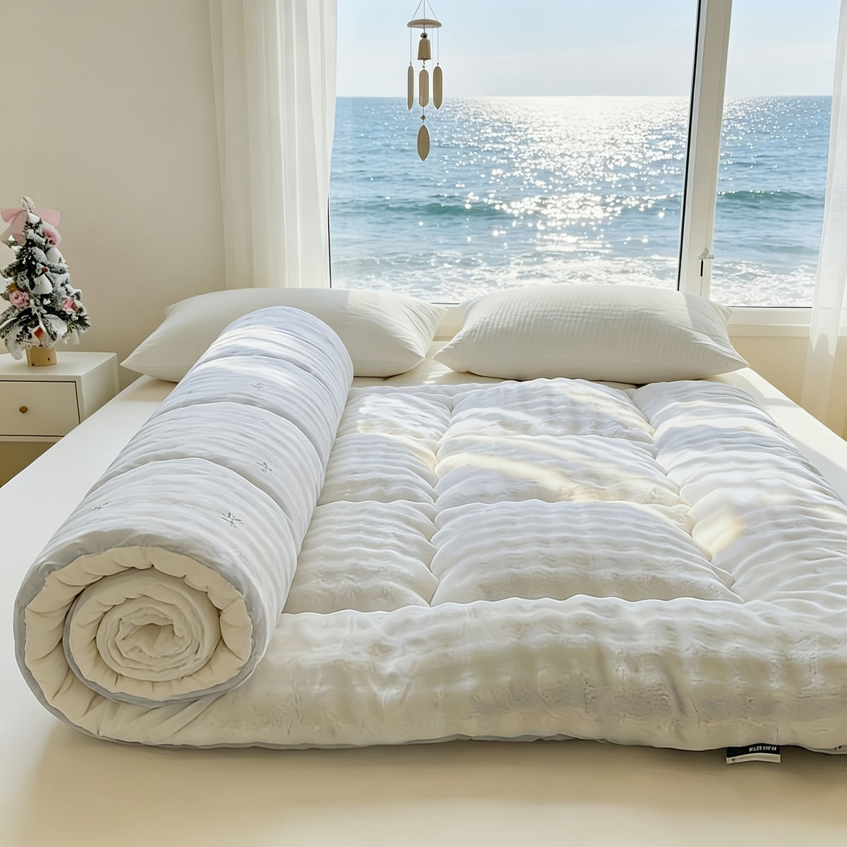 Cooling Breathable Mattress Topper | Soft Fiber Fill | Woven Fabric Cover | All Seasons | 6 Colors | Twin Full Queen King