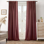 Velvet Blackout Curtains 2 Panels Luxury Thermal Insulated – Room Darkening Drapes Back Tab & Rod Pocket for Bedroom Living Room, 7 Colors 6 Sizes 84-120 Inch