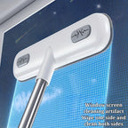 Window Cleaning Brush with Extendable Handle Screen Cleaner Reusable Pet Hair Remover Household Door Window Scrubber for Bathroom Kitchen Bedroom Living Room Portable Multi-Use Home Cleaning Tool