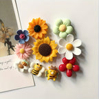 Fridge Magnets with Photo Message Holders Set of 5 – Flower & Bee Multicolor Oval Refrigerator Magnets for Home, Office & Holiday Gifts, Cute Decorative Photo Display Magnets