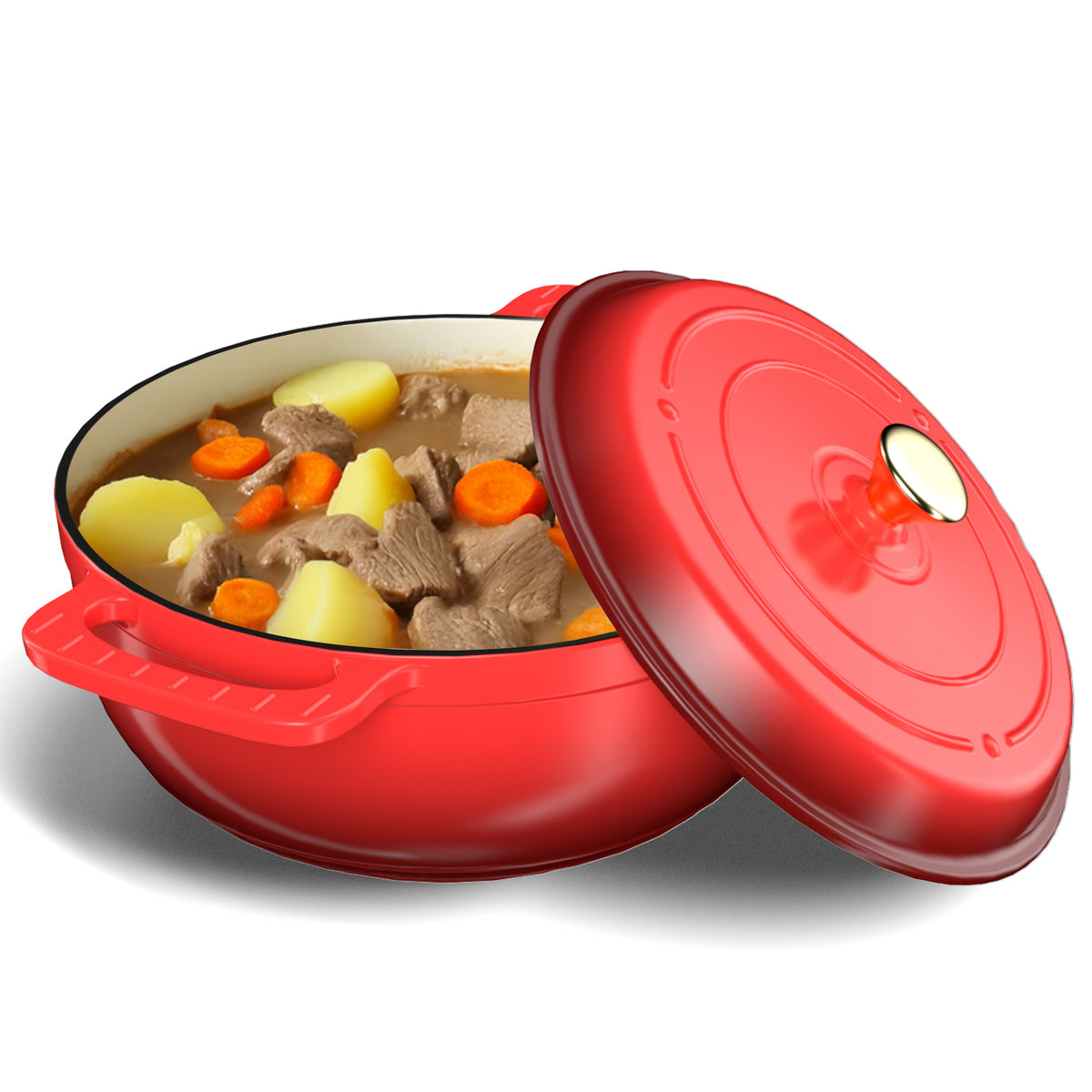 Dutch Oven 5QT 6QT 7.5QT Enameled Cast Iron Cookware with Lid Silicone Handles Oven Safe 500°F Bread Baking Stews Roasts Multiple Colors