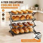 Foldable Cooling Rack Set with Baking Tools – Stackable Oven Cookie Cake Drying Rack, 3/4/5 Piece with Silicone Spatula, Egg Beater & More, Holiday Baking Gift