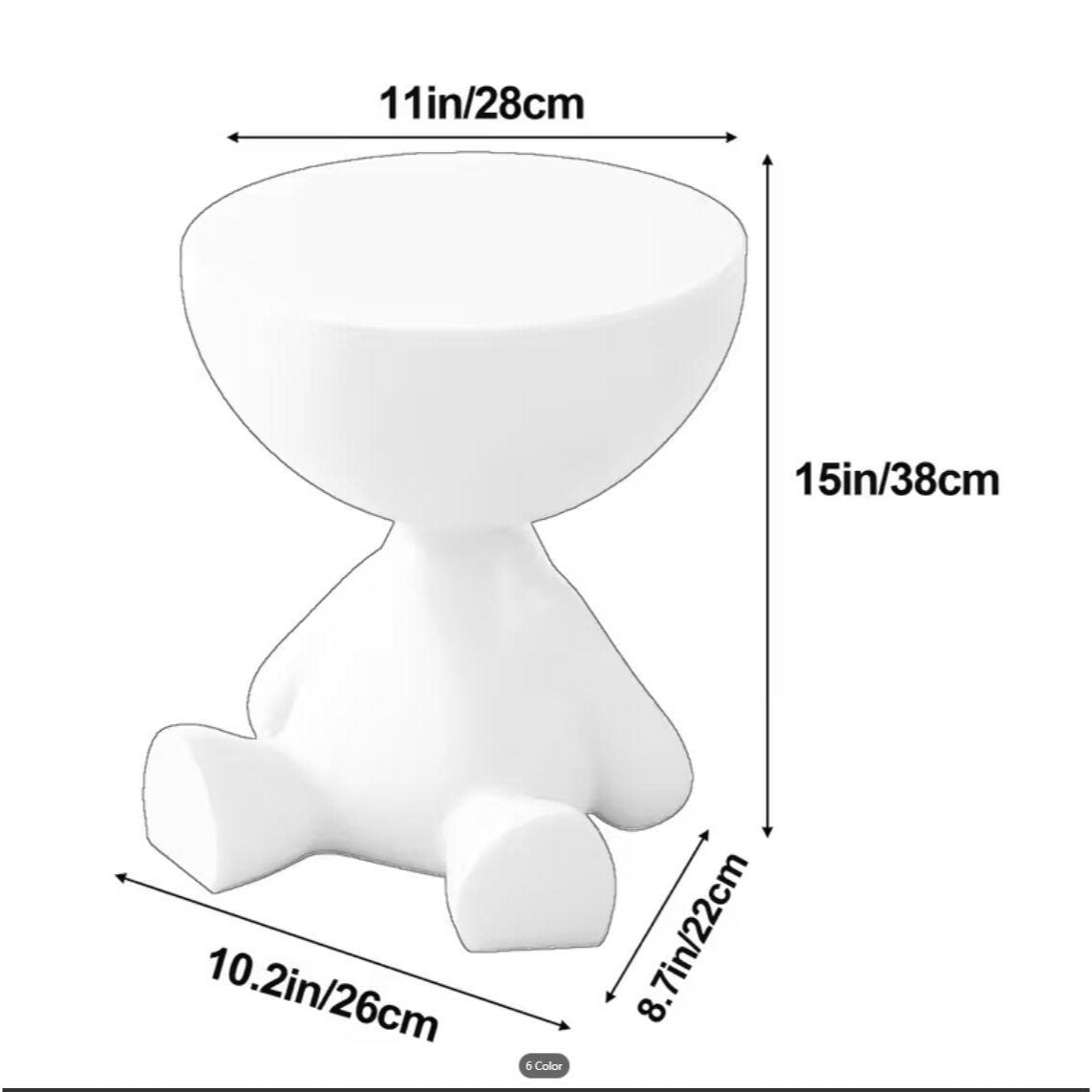 Bear Nightstand White Plastic Bedside Table with Lamp & Cup Holder – Cute Bear-Shaped Side Table, Easy Assembly, Compact Storage for Bedroom, Living Room & Small Spaces