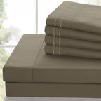 Brushed Microfiber Bed Sheet Set 6 Piece with Embroidered Pillowcases - Hotel Luxury Deep Pocket 16 Inch, Soft Breathable All Season, 24 Colors, Twin Twin XL Full Queen King Cal King