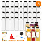 16oz Plastic Juice Bottles with Caps Bulk Set - Reusable Clear Beverage Containers with Lids for Juice Smoothies Milk Refrigerator Storage