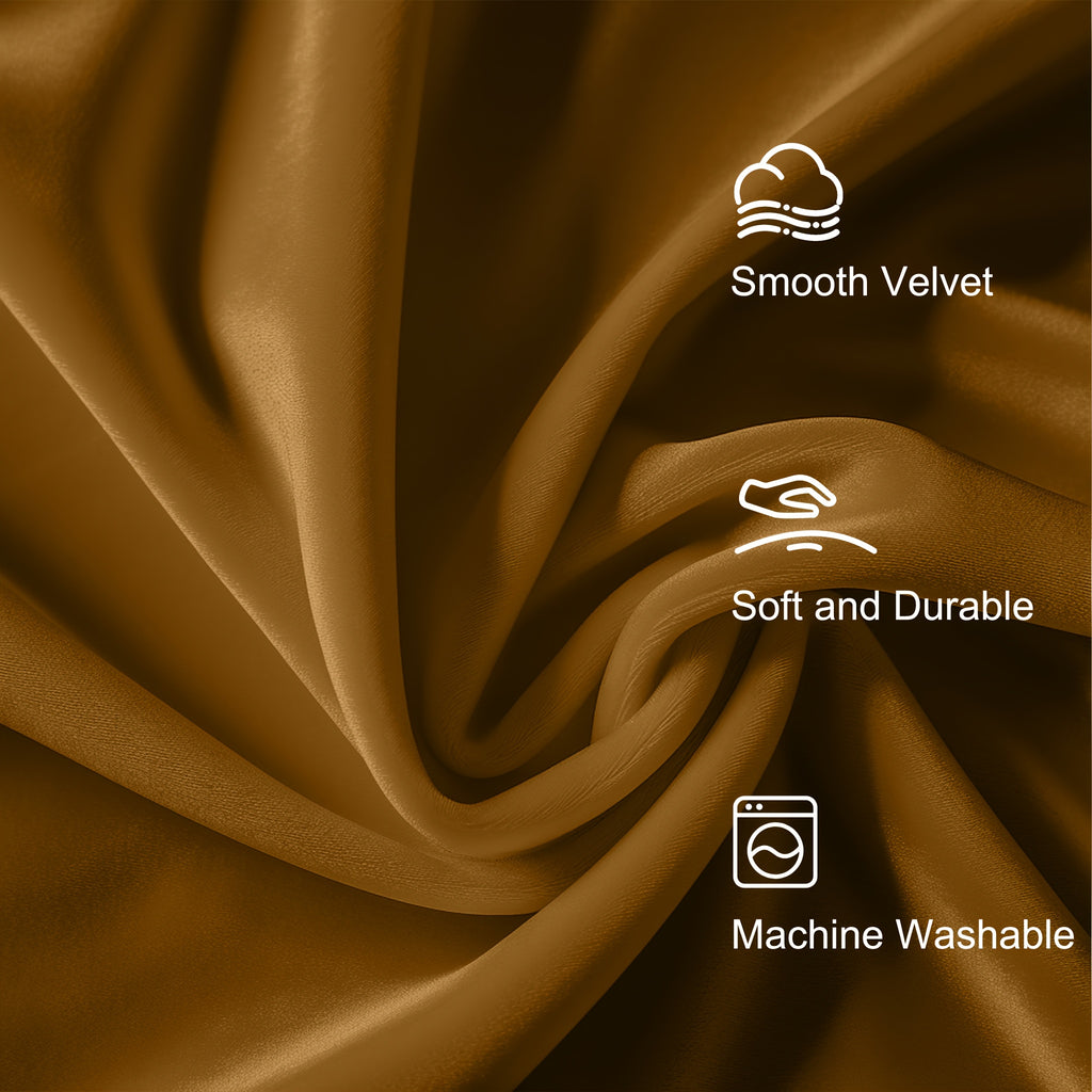 Luxury Velvet Curtains 2 Panels Thermal Insulated Room Darkening Light Filtering, Soft Textured Drapes with Clip Rings Rod Pocket Machine Washable for Living Room Bedroom