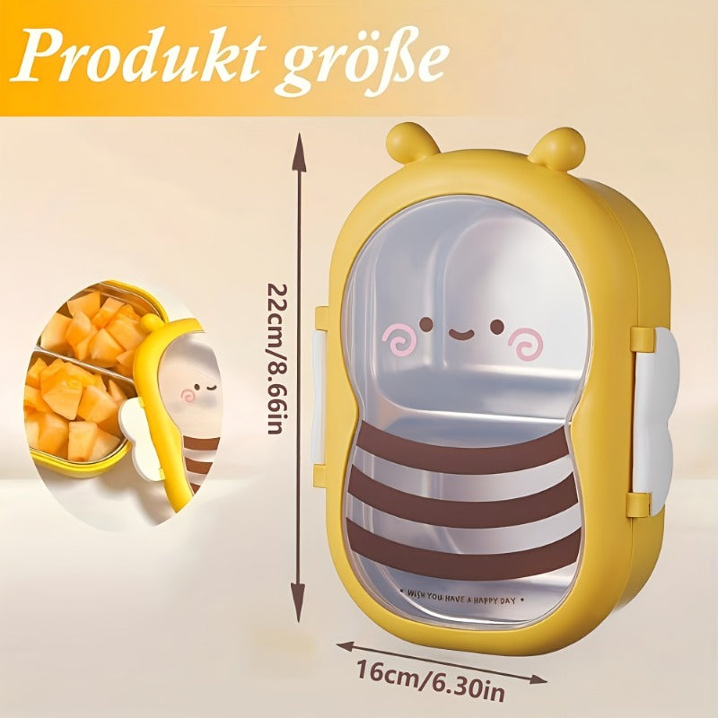 Bee Stainless Steel Bento Box 2 Compartment Lunch Box Microwave Safe Lightweight Portable for Kids Adults Picnic Commute Back to School Gift