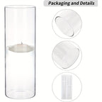 Glass Cylinder Vases Set 12 24pcs 4 Sizes 4 6.8 9 12 Inch Clear Tall Vase & Candle Holder for Wedding Centerpieces, Home Decor Party Table, DIY Candle Making, Flower Arrangements