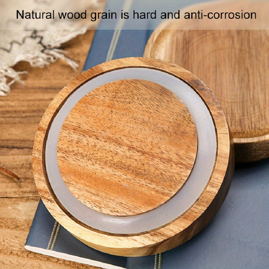 Glass Food Storage Jars with Wooden Lids 4-Piece Set – Airtight Transparent Kitchen Canister Set for Coffee Beans, Spices, Snacks & Dry Goods | 16/25/34/53 oz