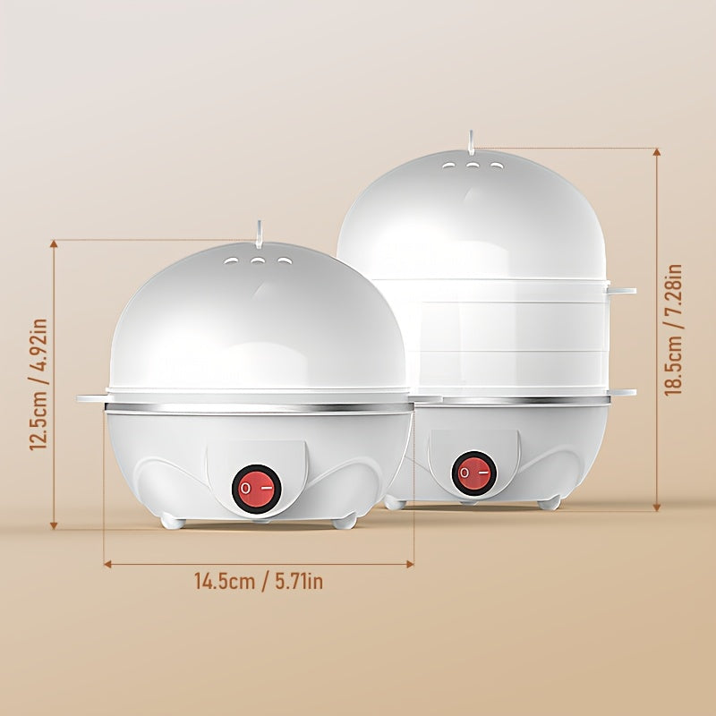 Electric Egg Cooker Steamer 1 or 2 Layer, Auto Shut-Off, Boiled & Soft-Boiled, with Descaling Accessories – Mini Breakfast Machine for Kitchen, Dorm & Office