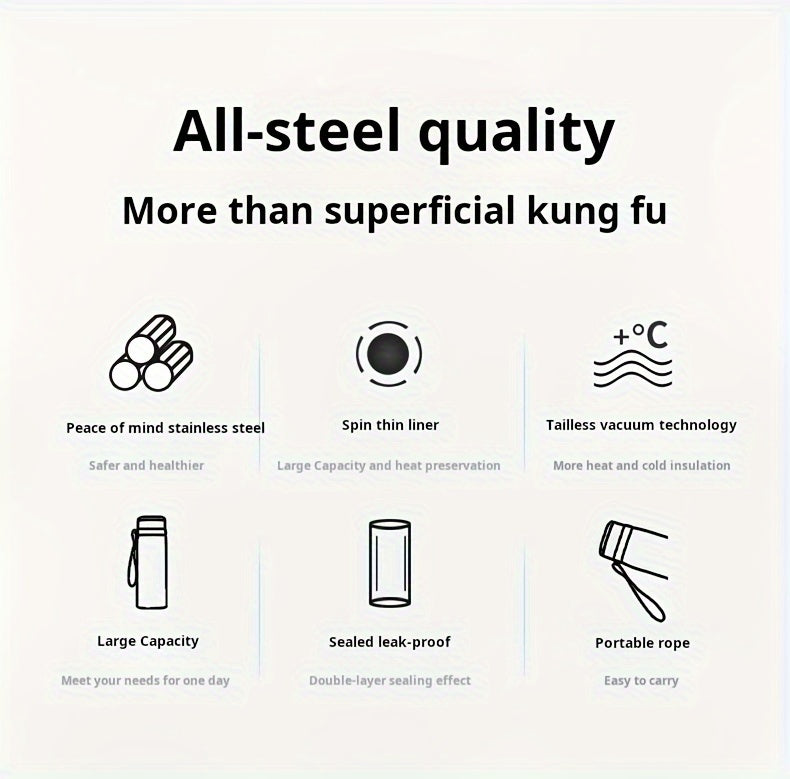 316 Stainless Steel Insulated Water Bottle 800ml/27oz with Carrying Sling - Keeps Cold 24 Hrs & Hot 10 Hrs, Portable Travel Bottle for Camping Hiking Driving, Gradient Blue Red Steel