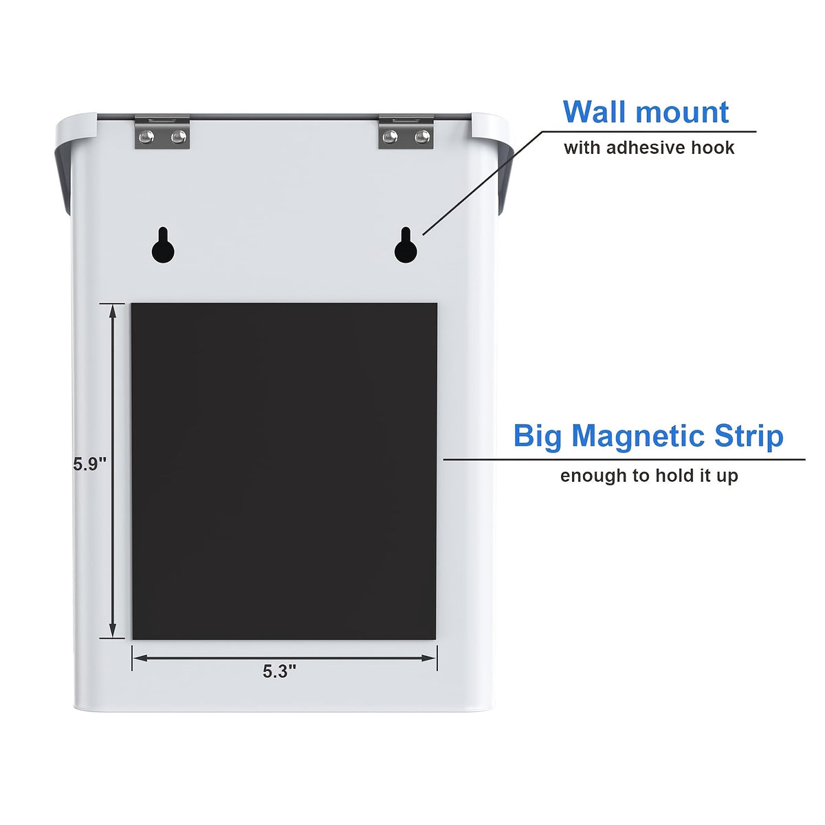 Magnetic Lint Bin for Laundry Room – Wall Mount Metal Dryer Lint Holder Trash Can with Lid, Laundry Organization, White