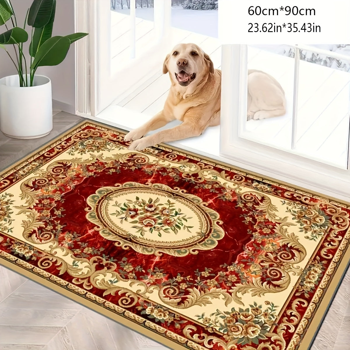 Red Cashmere-Feel Area Rug Anti-Slip Washable Soft for Living Room Bedroom Dining Office Outdoor Multiple Sizes