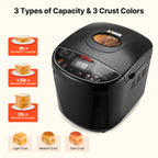 Bread Maker Machine 19-in-1 with Ceramic Non-Stick Pan, 15-Hour Timer, 3 Crust Colors, Auto Keep-Warm – Up to 2 LB Loaf