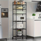 6-Tier Heavy-Duty Freestanding Storage Shelf with Leveling Feet – Stainless Steel Reinforced Shelving Unit for Pantry Kitchen Garage Workshop, Space-Saving Upright Rack, No Installation Required