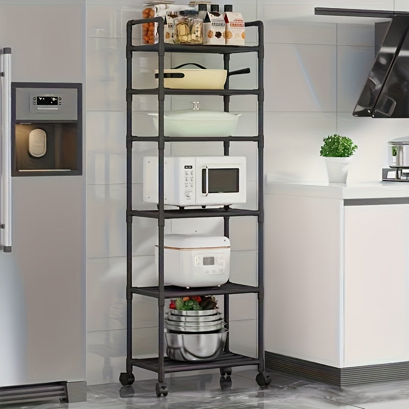 6-Tier Heavy-Duty Freestanding Storage Shelf with Leveling Feet – Stainless Steel Reinforced Shelving Unit for Pantry Kitchen Garage Workshop, Space-Saving Upright Rack, No Installation Required