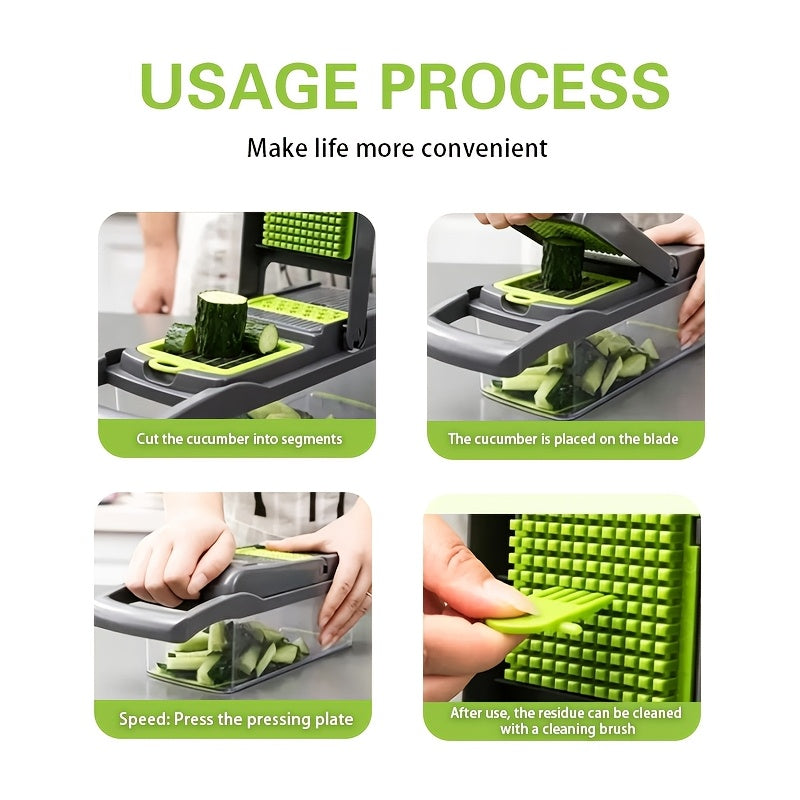 22-in-1 Vegetable Chopper & Mandoline Slicer with Container – 8 Interchangeable Blades, Onion Chopper, Food Dicer, Egg Separator & Finger Guard – All-in-One Kitchen Gadget for Veggie & Fruit Prep