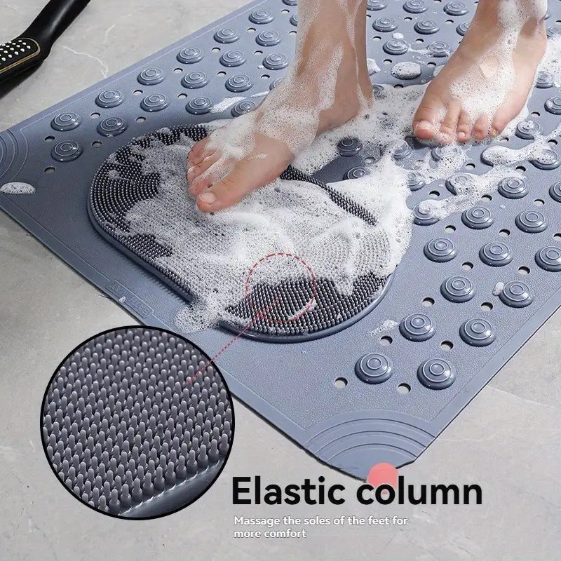 Non-Slip Bath Mat with Massage Buttons - Anti-Slip PVC Shower & Bathtub Safety Pad, 0.35" Thick, Polka Dot Pattern, Rectangular Bathroom Mat for Shower, Tub & Wet Floors - 6 Colors