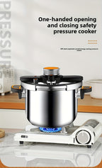 Stainless Steel Pressure Cooker Fast Cooking with One-Touch Locking Lid, Safety Valve & Pressure Gauge – Induction & Gas Compatible for Indoor Outdoor Use