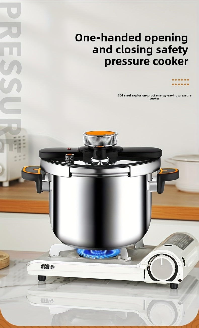 Stainless Steel Pressure Cooker Fast Cooking with One-Touch Locking Lid, Safety Valve & Pressure Gauge – Induction & Gas Compatible for Indoor Outdoor Use