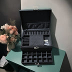 Luxury Velvet Jewelry Organizer Box with Drawers – Large Capacity High-End Jewelry Storage Case for Earrings, Rings, Necklaces & Bracelets, Travel Jewelry Box