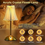 Vintage Crystal LED Table Lamp USB Rechargeable, 3-Color Dimmable Touch Control Night Light for Bedroom, Living Room, Office & Reading – Modern Elegant Design