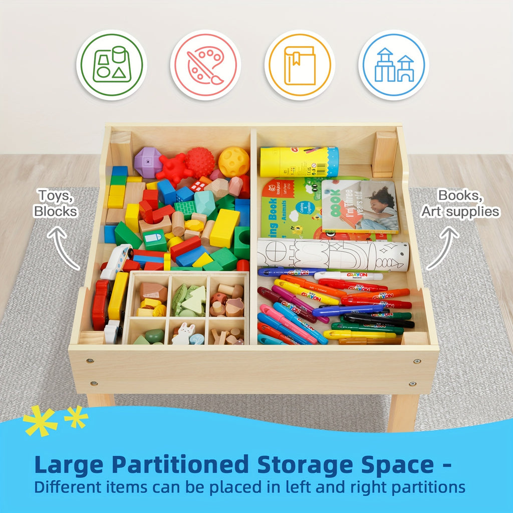 3-in-1 Kids Table and Chair Set Ages 3–7 with Versatile Tabletop & Storage Drawer – Children's Sensory Activity Table for Home, Nursery & Playroom, Premium Gift for Boys and Girls