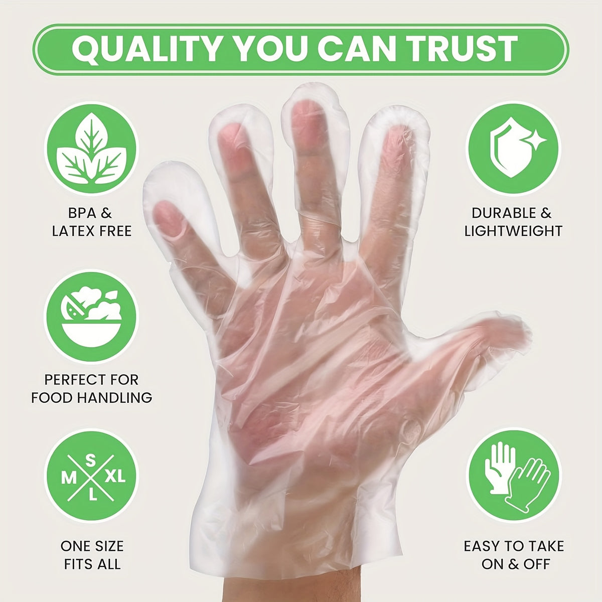 Disposable Food Grade Gloves 2000pcs Bulk Case – CPE Powder-Free Latex-Free Thick Non-Slip Kitchen Gloves for Cooking, Food Prep, Baking & Catering – Sizes S/M/L/XL