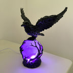 Raven Moonlight Gothic Statue Lamp – Mysterious Raven on a Glowing Sphere, Fantasy Home Decor Light for Bedroom, Study Room & Office – Unique Gift for Gothic Collectors
