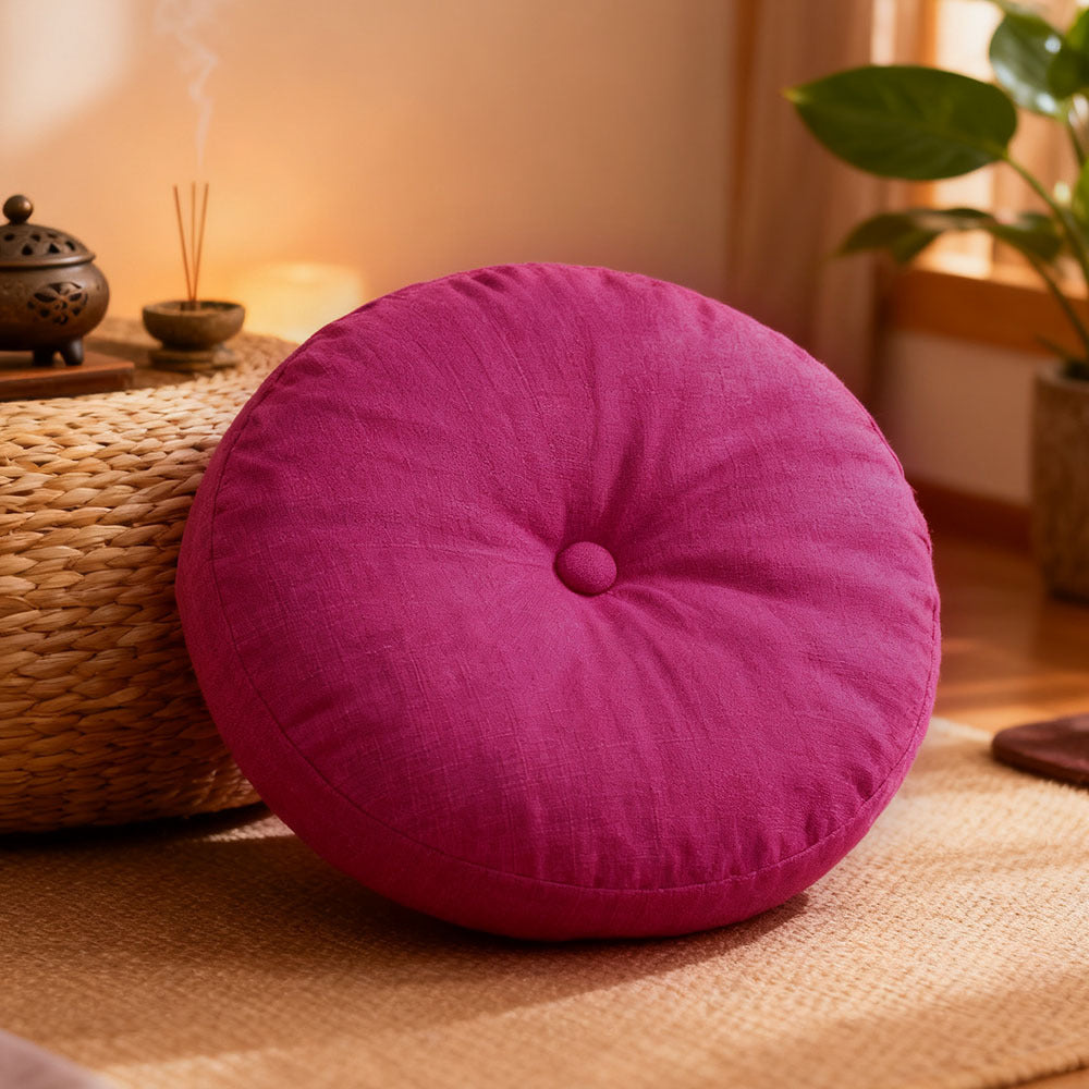 Round Seat Cushion 40x40cm 15cm Thick Firm Futon Meditation Mat Removable Linen Cover Chair Pad for Office Dining Chair Home Decor All Seasons Christmas