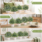 4-Pack Small Artificial Potted Plants Indoor Faux Greenery in Paper Pulp Pots for Shelf Desk Home Farmhouse Bathroom Room Decor