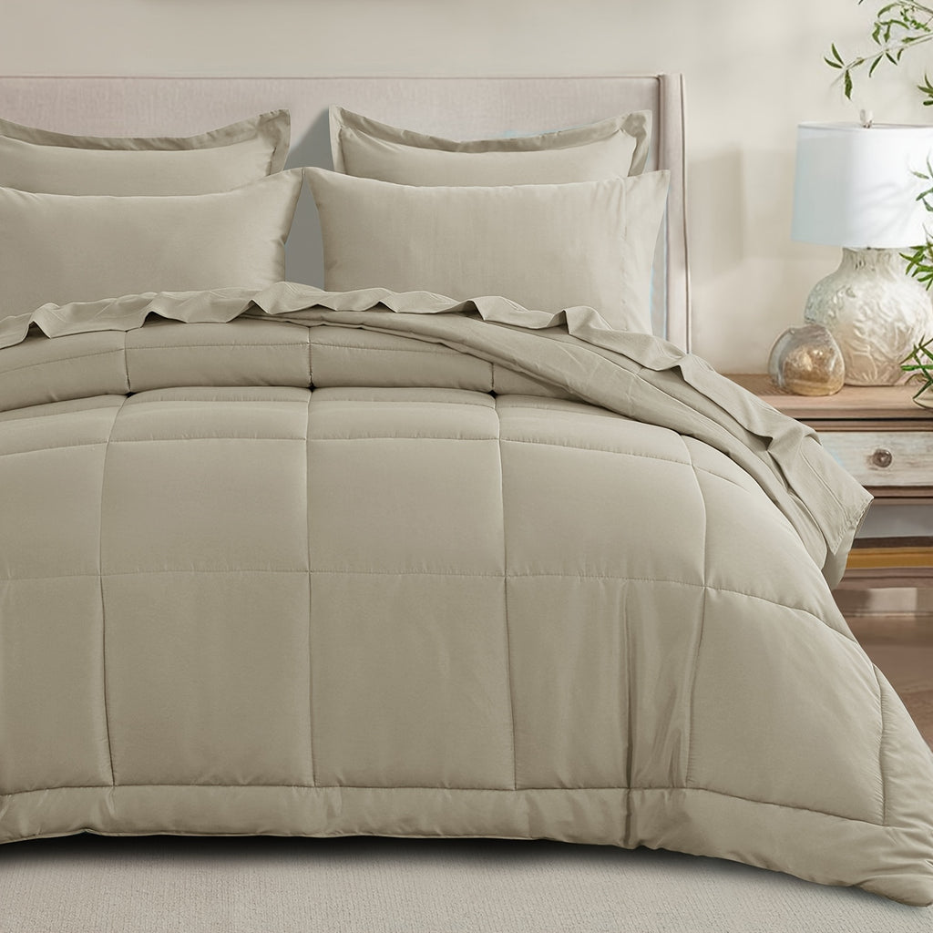 Bed in a Bag Queen 7 Piece Fluffy Comforter Set – Ultra-Soft Microfiber Bedding with Comforter, Fitted Sheet, Flat Sheet & 4 Pillowcases, Hypoallergenic Breathable All Season Bedding Gift for Her