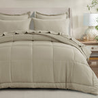 Bed in a Bag Queen 7 Piece Fluffy Comforter Set – Ultra-Soft Microfiber Bedding with Comforter, Fitted Sheet, Flat Sheet & 4 Pillowcases, Hypoallergenic Breathable All Season Bedding Gift for Her