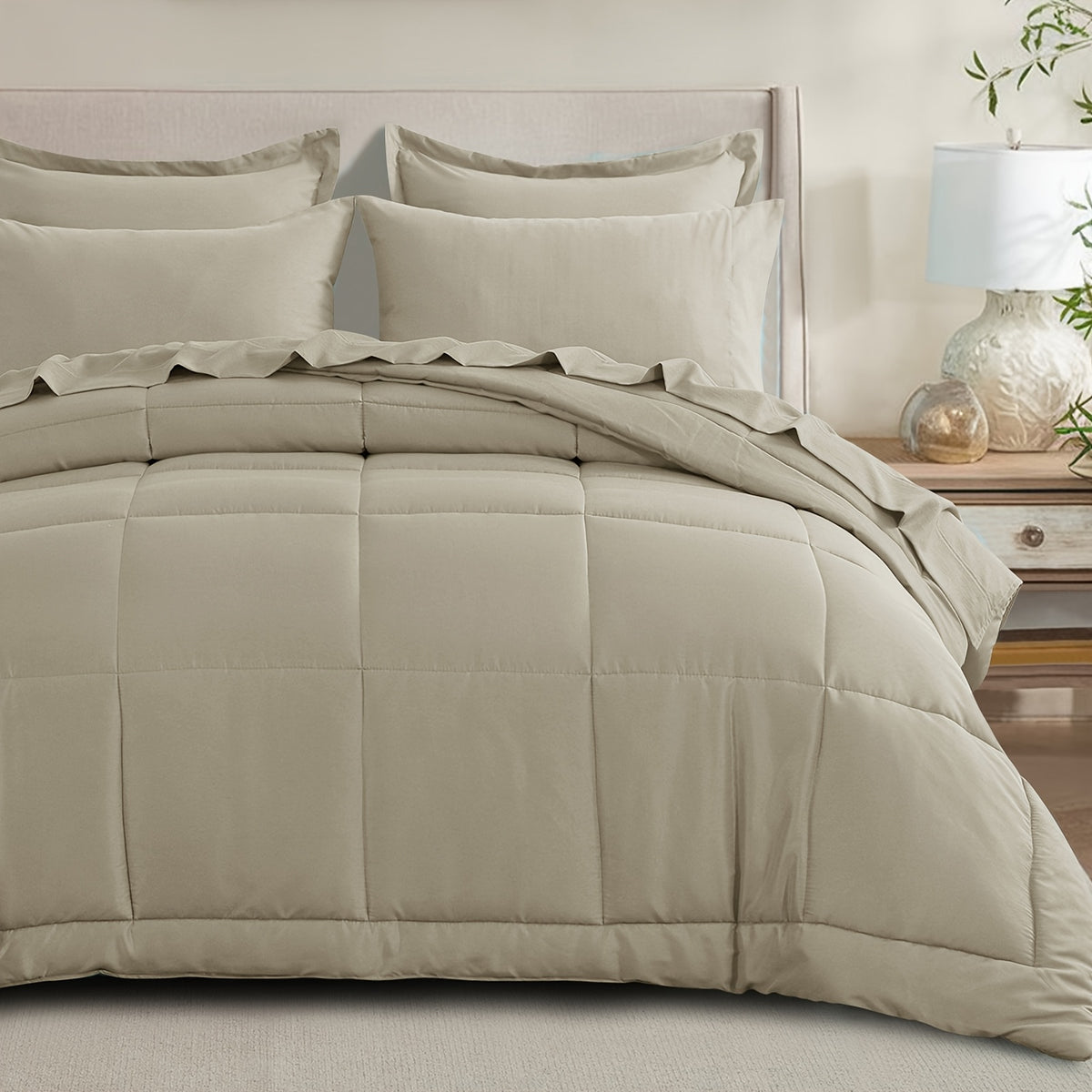 Bed in a Bag Queen 7 Piece Fluffy Comforter Set – Ultra-Soft Microfiber Bedding with Comforter, Fitted Sheet, Flat Sheet & 4 Pillowcases, Hypoallergenic Breathable All Season Bedding Gift for Her