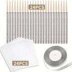 Candy Apple Sticks Bling Caramel Apple Wooden Skewers with Gift Bags & Glitter Ribbons - 25 or 49 Pack Decorative Cake Pop Sticks for Party Supplies, Halloween, Holidays, Silvery & Golden