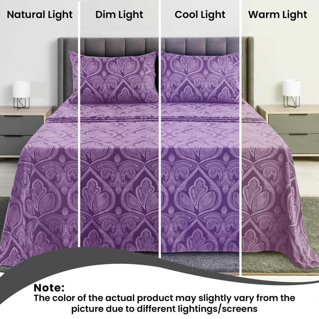 Paisley Bed Sheet Sets Queen King Twin Full Cal King – Soft Brushed Microfiber Deep Pocket Fitted Sheet & Pillowcases, Wrinkle Free